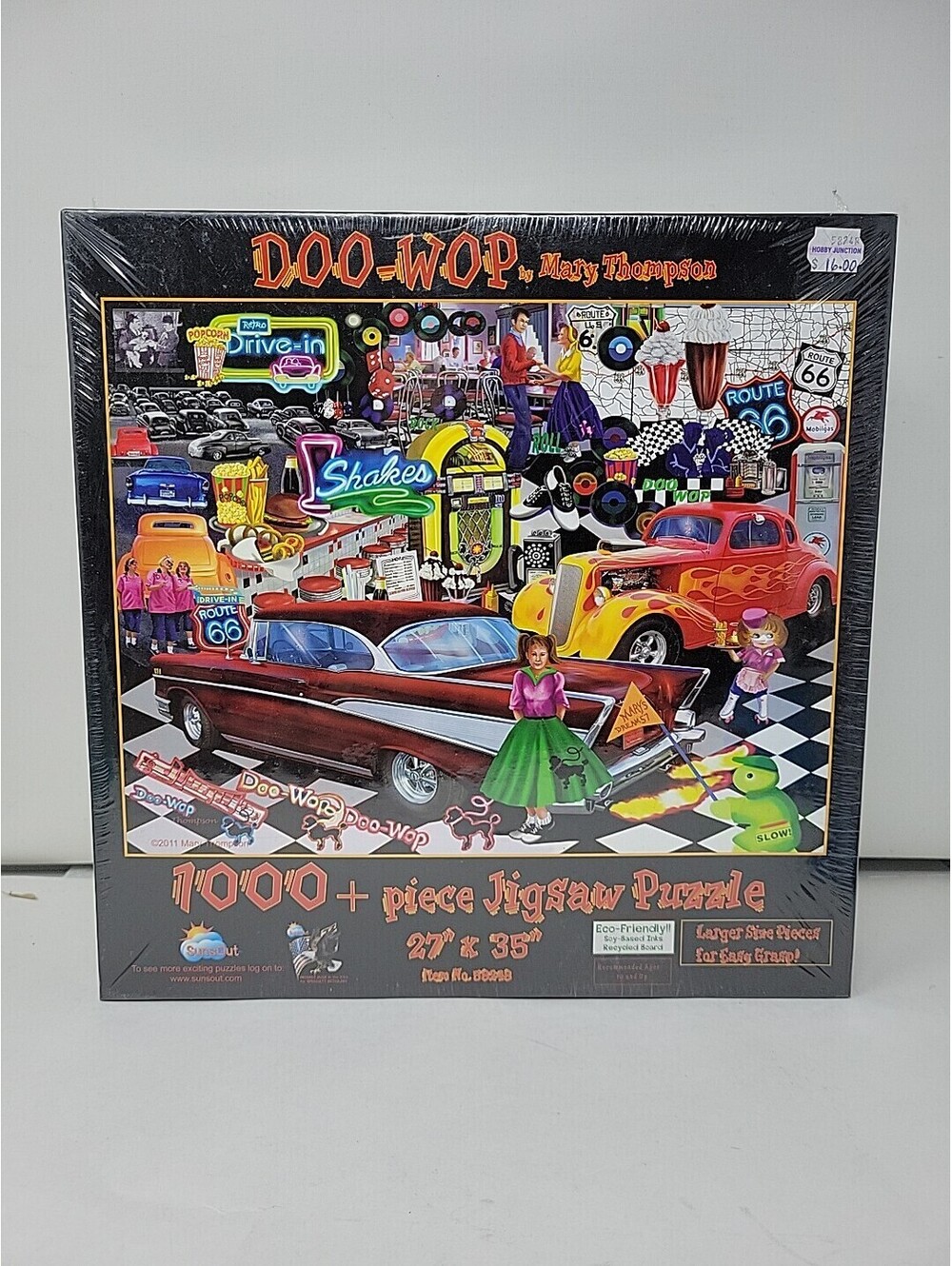 VINTAGE CARS DINER JUKE BOX 1000 PIECE SUNSOUT DOO-WOP PUZZLE Sealed New